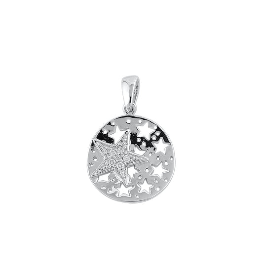 Silver Pendant W/ CZ - Stars