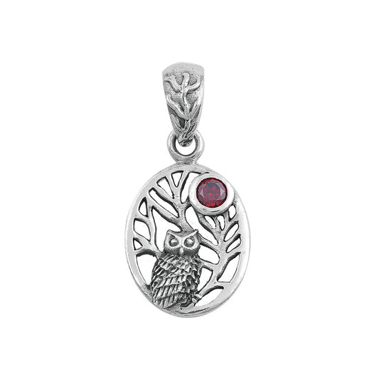 Silver Pendant W/ CZ - Owl