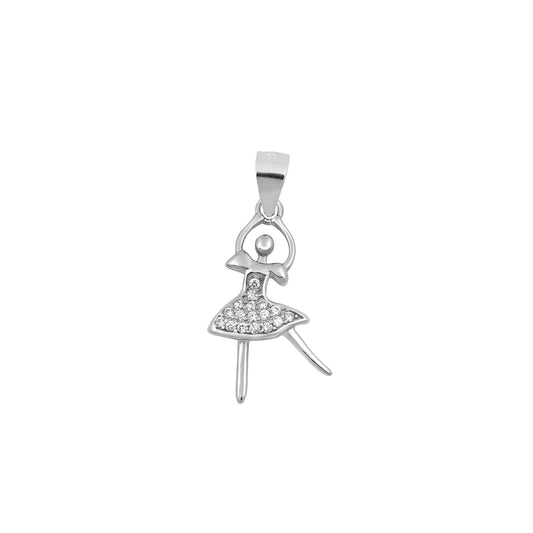 Silver Pendant W/ CZ - Ballerina