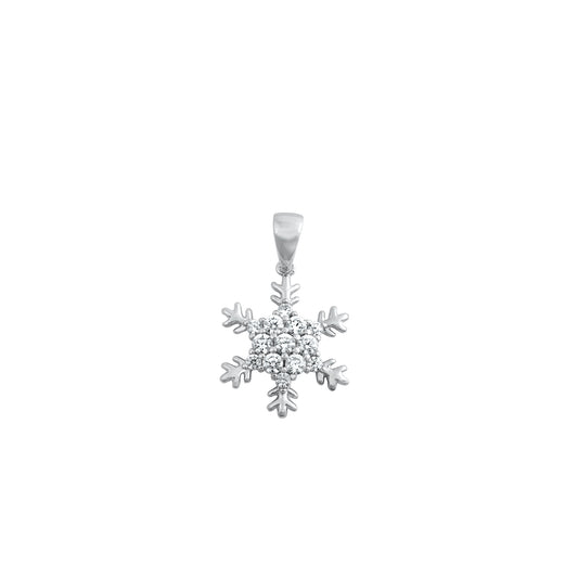 Silver CZ Pendant - Snowflake