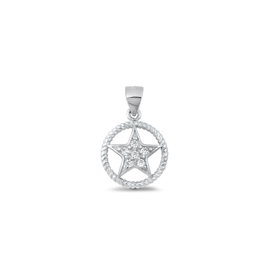 Silver CZ Pendant - Star