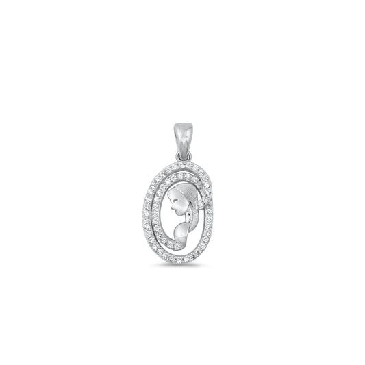 Silver CZ Pendant - Lady Silhouette