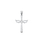 Silver CZ Pendant - Cross Heart with Wings