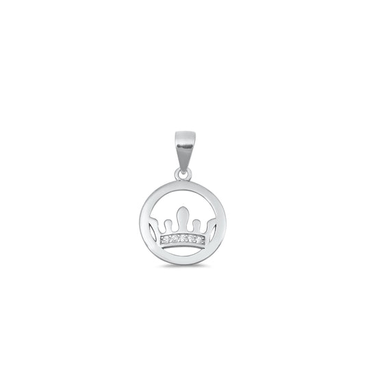 Silver CZ Pendant - Crown