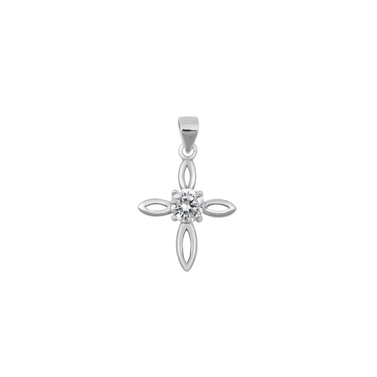 Silver CZ Pendant - Cross