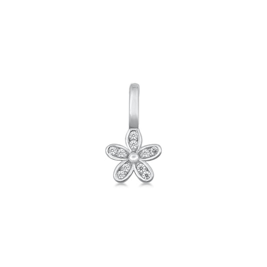 Silver CZ Pendant - Flower