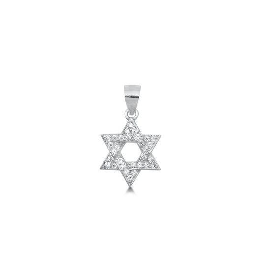 Silver CZ Pendant - Star of David