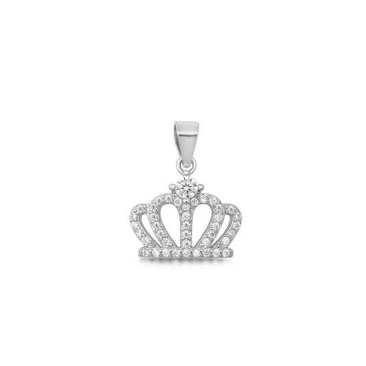 Silver CZ Pendant - Crown