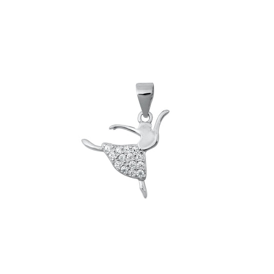 Silver CZ Pendant - Ballerina