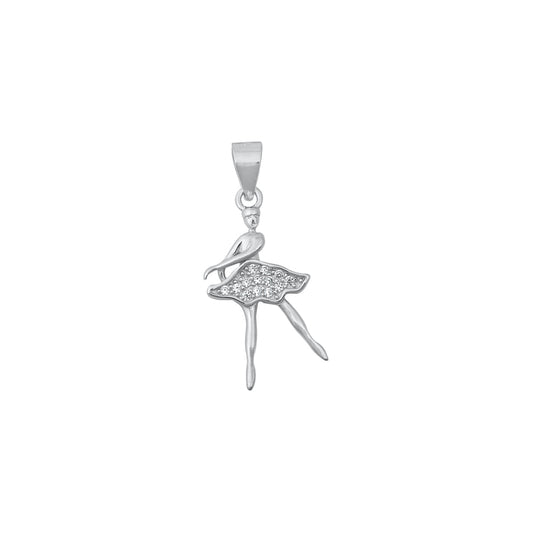 Silver CZ Pendant - Ballerina