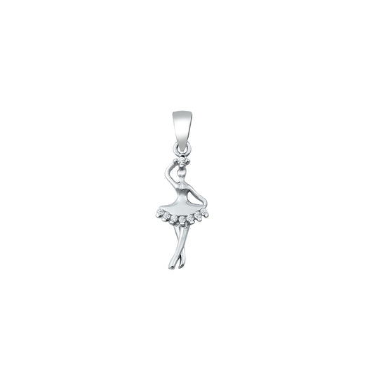 Silver CZ Pendant - Ballerina