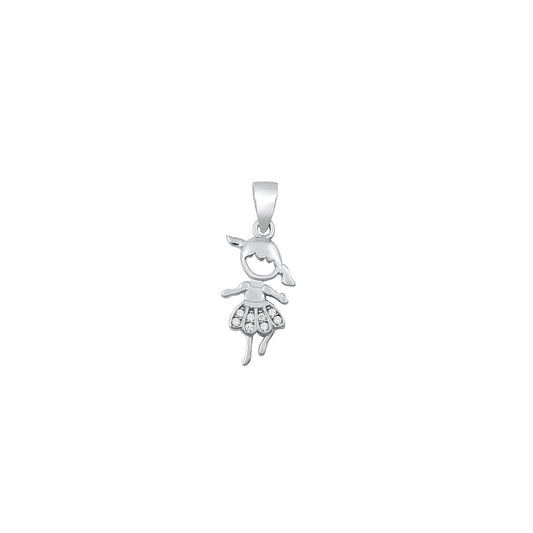 Silver CZ Pendant - Little Girl