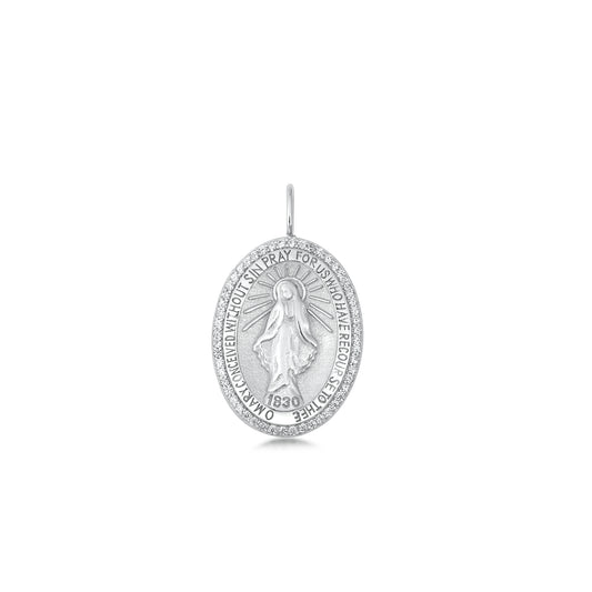 Silver CZ Pendant - Mother Mary