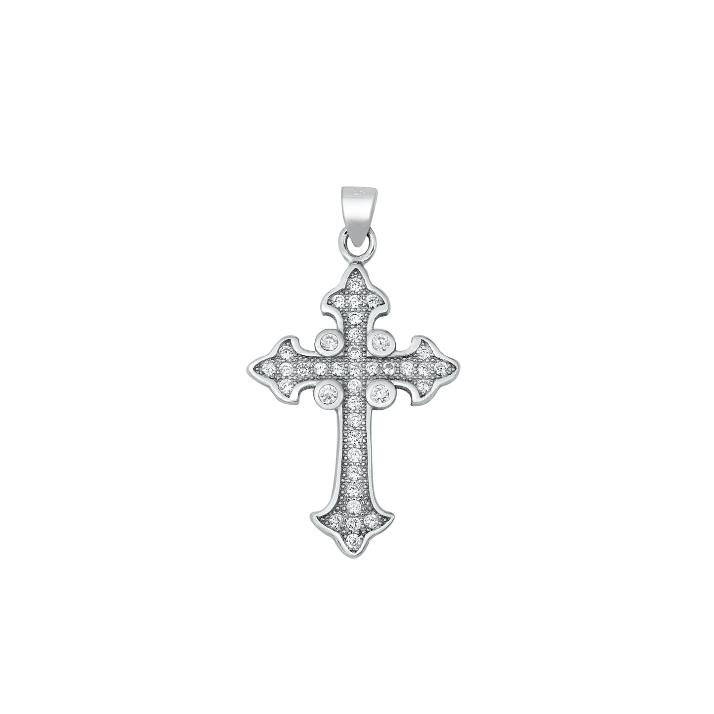 Silver CZ Pendant - Medieval Cross