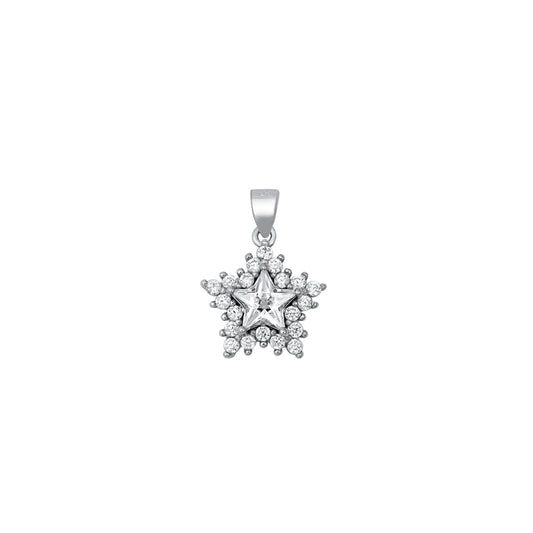 Silver CZ Pendant - Star