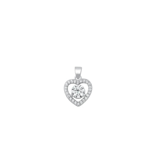 Silver CZ Pendant - Heart