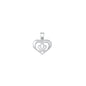 Silver CZ Pendant - Crown in Heart