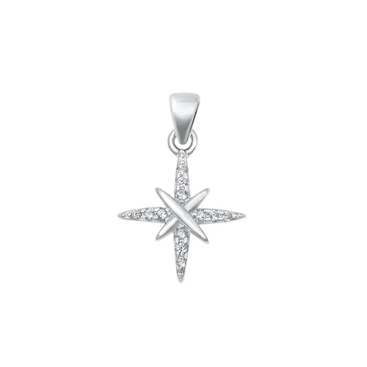 Silver CZ Pendant - North Star