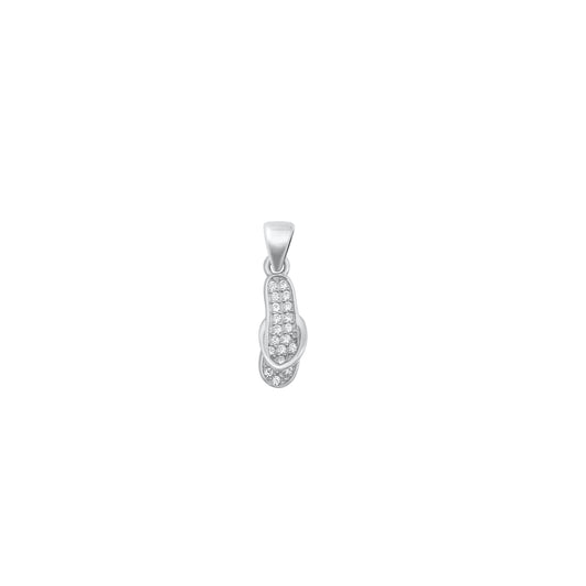 Silver CZ Pendant - Slipper