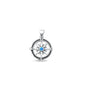 Silver Blue Lab Opal Pendant - Compass