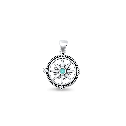 Silver Stone Pendant - Compass