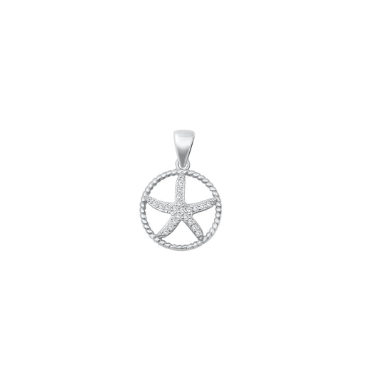 Silver CZ Pendant - Starfish