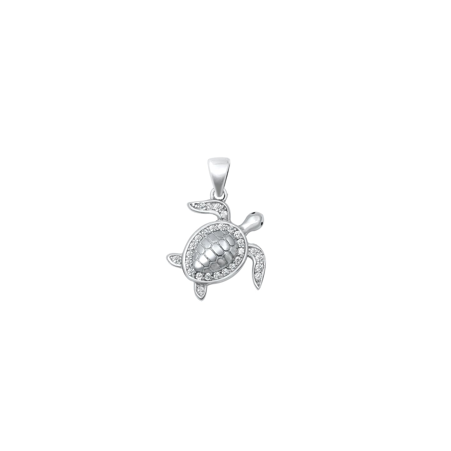 Silver CZ Pendant - Turtle