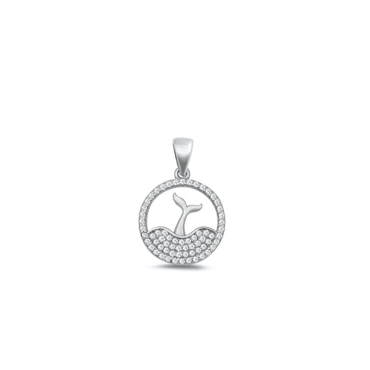 Silver CZ Pendant - Whale Tail