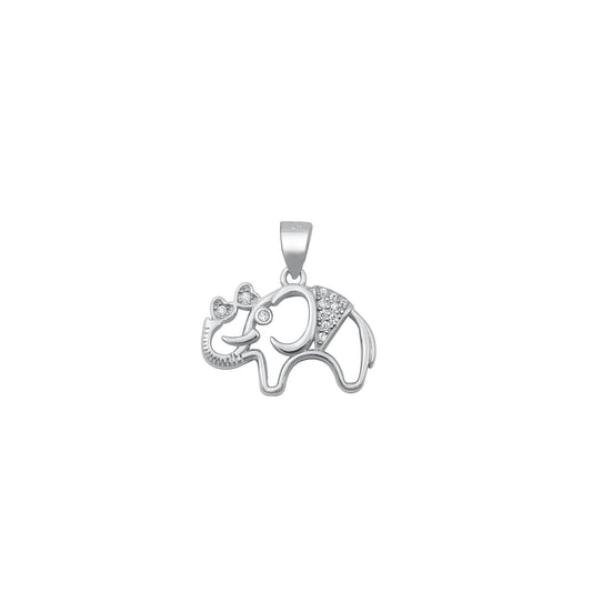 Silver CZ Pendant - Elephant