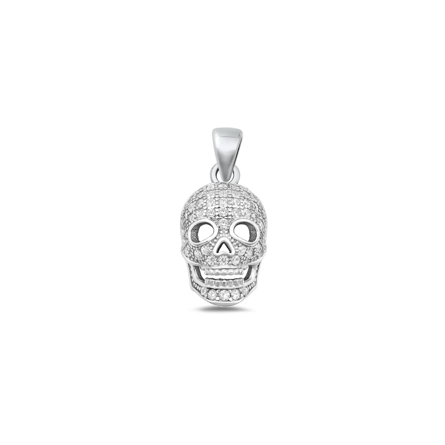Silver CZ Pendant - Skull