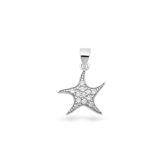 Silver CZ Pendant - Starfish
