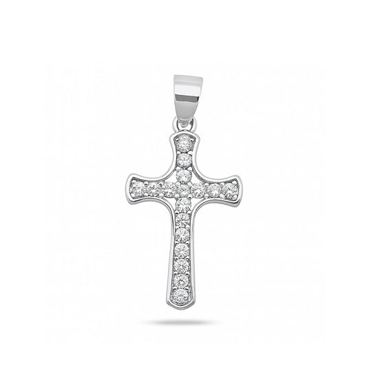 Silver CZ Pendant - Cross
