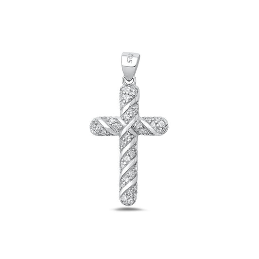 Silver CZ Pendant - Cross