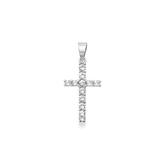 Silver CZ Pendant - Cross