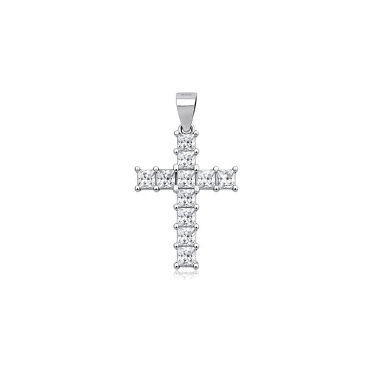 Silver CZ Pendant - Cross