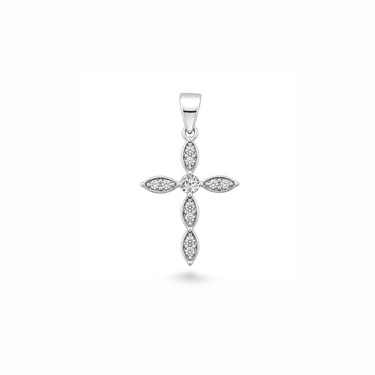 Silver CZ Pendant - Cross