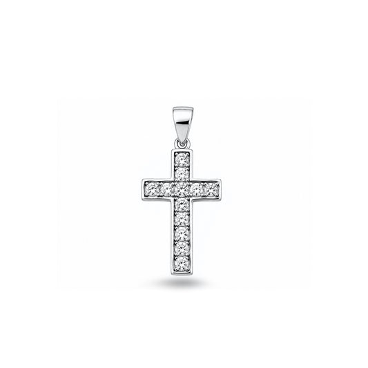 Silver CZ Pendant - Cross