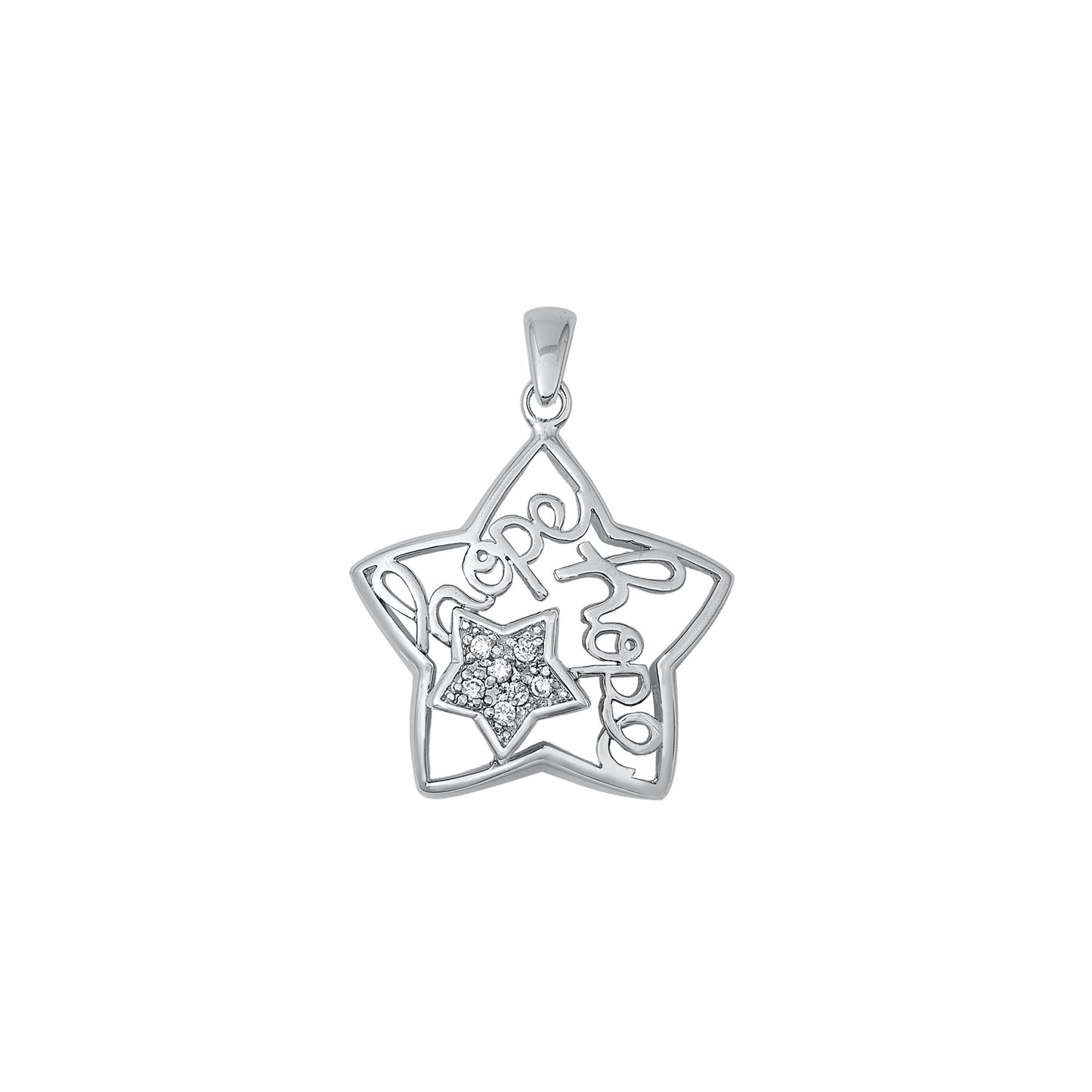 Silver CZ Pendant - Hope & Star