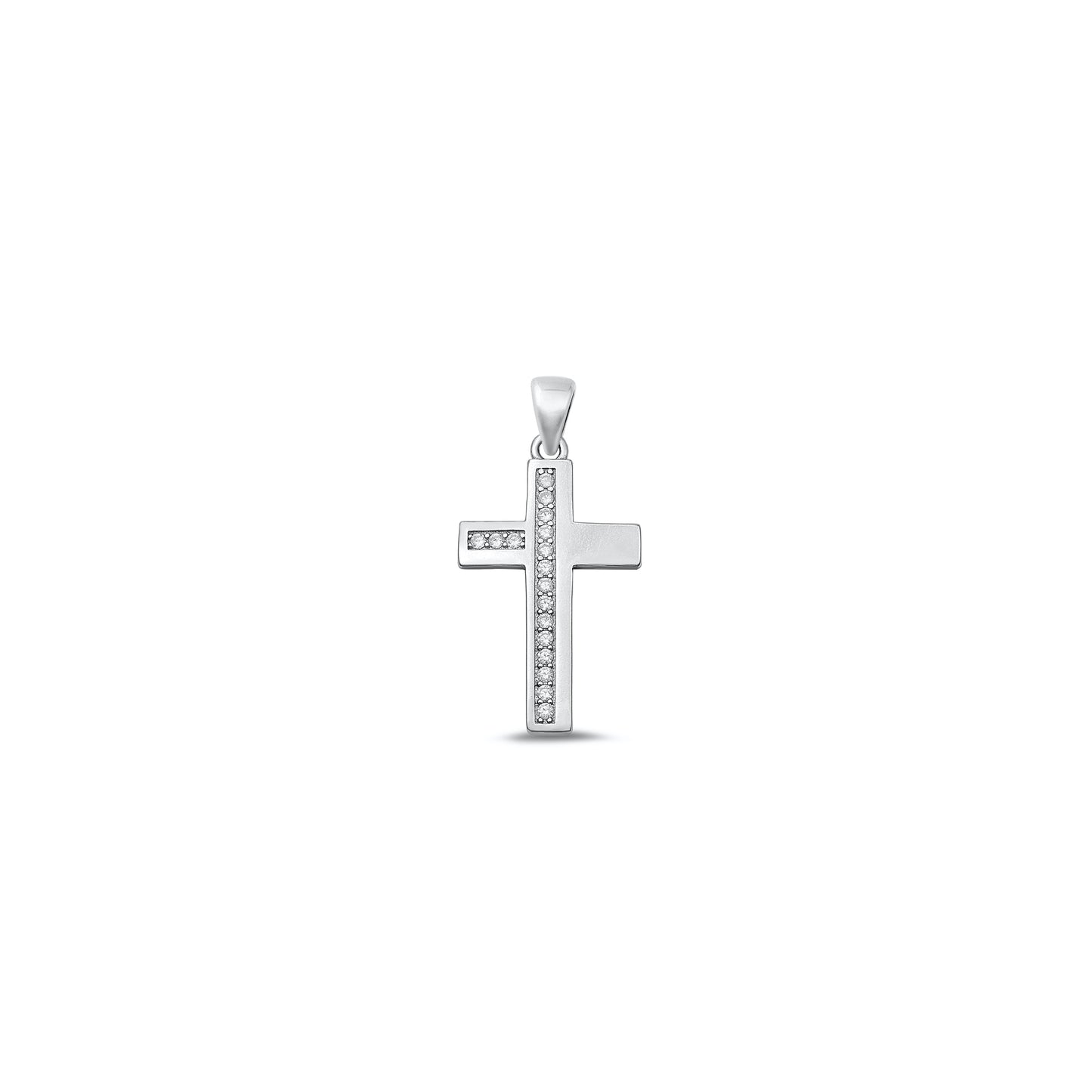 Silver CZ Pendant - Cross