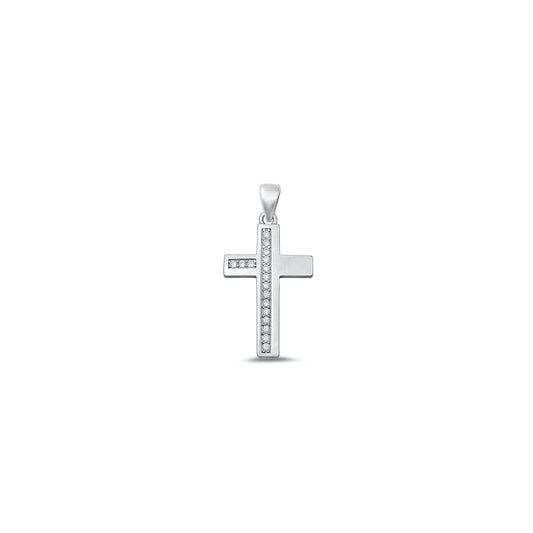 Silver CZ Pendant - Cross