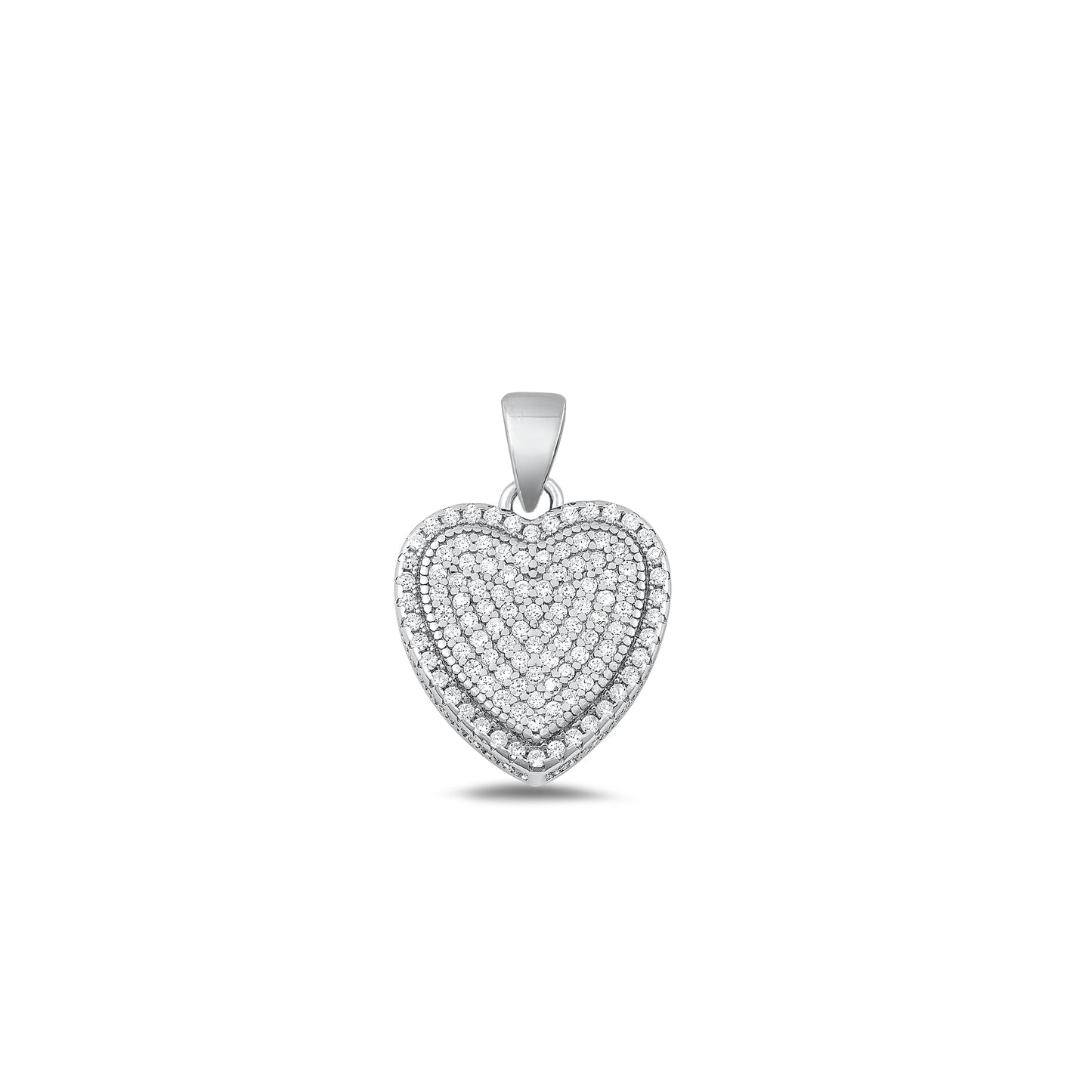 Silver CZ Pendant - Heart