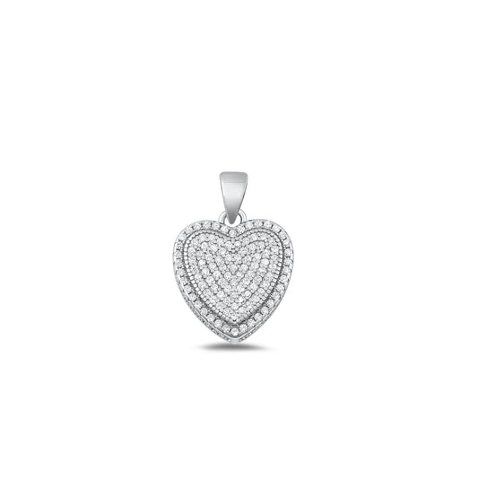 Silver CZ Pendant - Heart