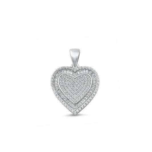 Silver CZ Pendant - Heart