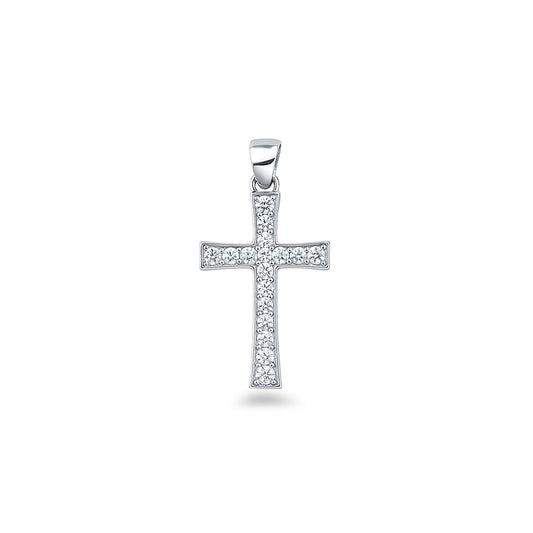 Silver CZ Pendant - Cross