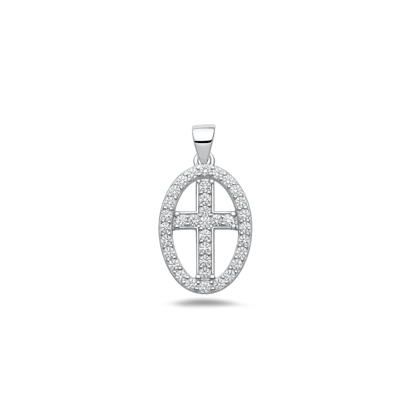 Silver CZ Pendant - Cross