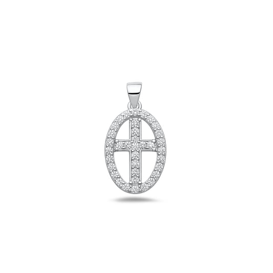 Silver CZ Pendant - Cross