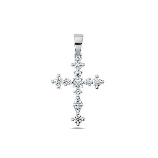 Silver CZ Pendant - Cross