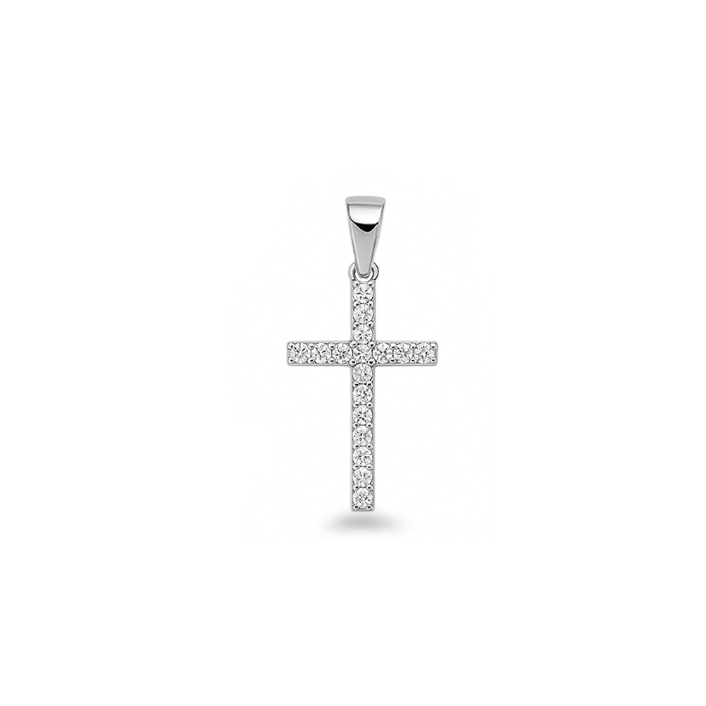Silver CZ Pendant - Cross