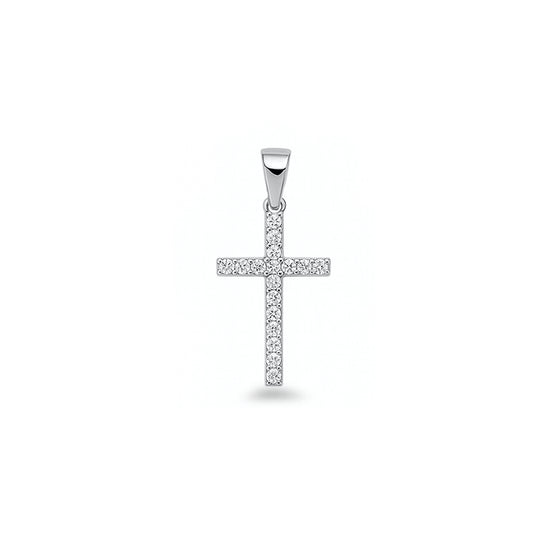 Silver CZ Pendant - Cross