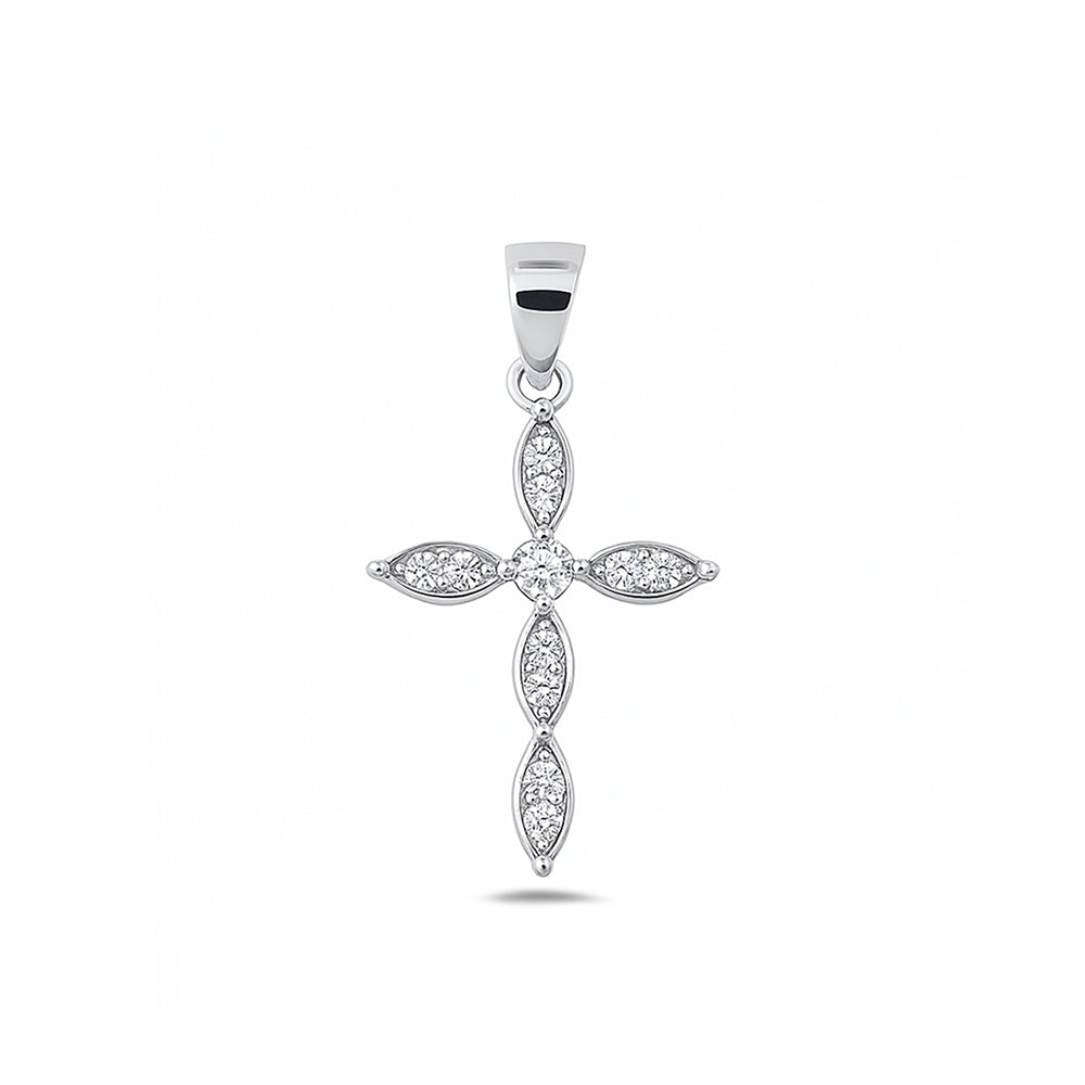 Silver CZ Pendant - Cross